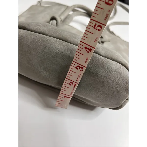 Anthropologie Crossbody Tote Bag Grey Gingham Lining Adjustable Strap Handbag - Image 7