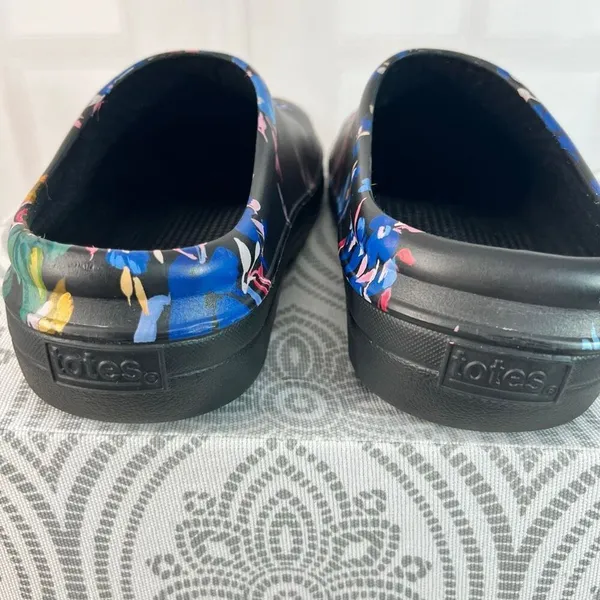 Totes Black Blue Bailey Everywear Floral Lightweight Gardening Clogs Size 10 - Image 4