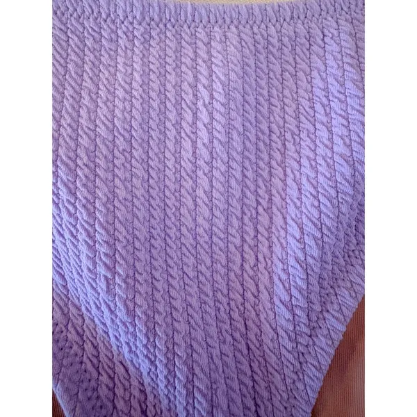 J.Crew‎ Bikini Bottom Womens L Purple NEW Cable Knit High Leg BC050 - Image 5