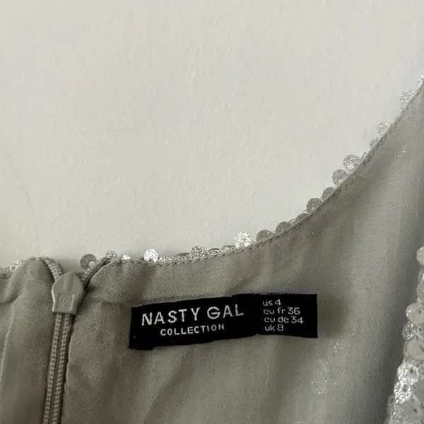 Nasty Gal Sequin Silver Strappy Mini Dress Size 4 - Image 5