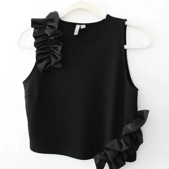 ASOS Ponte Crop Top With Satin Ruffle Detail - Image 8