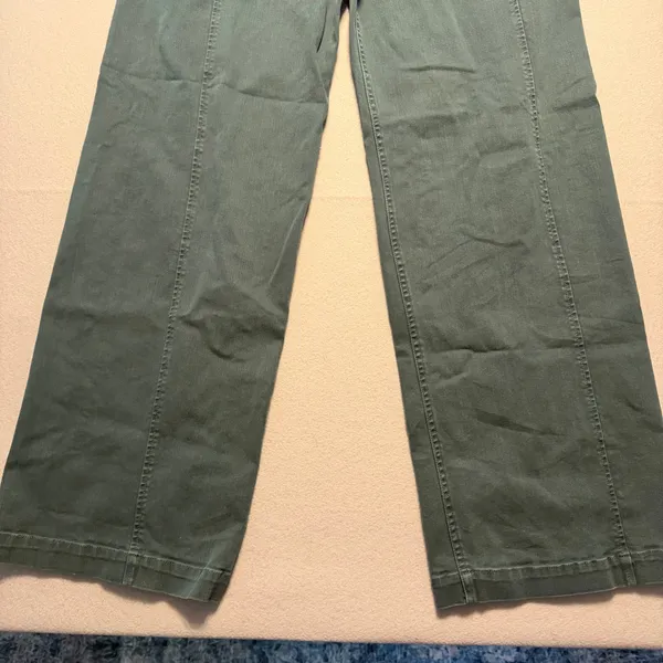Maeve Anthropologie Wide Leg Pants Green Seam Detail Women 28T - Image 9