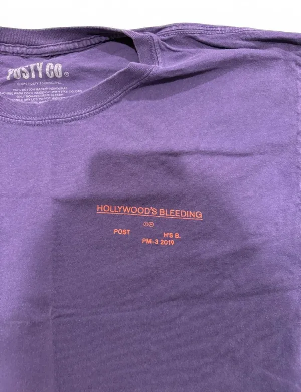 Post Malone Hollywood’s Bleeding tee, size M. Purple Posty Co. 2019 merch, good condition. - Image 2