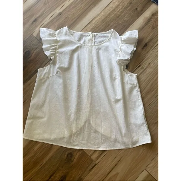 NWT EMERY ROSE Solid Ruffle 100% Cotton Trim Blouse 2XL Size undefined - Image 3