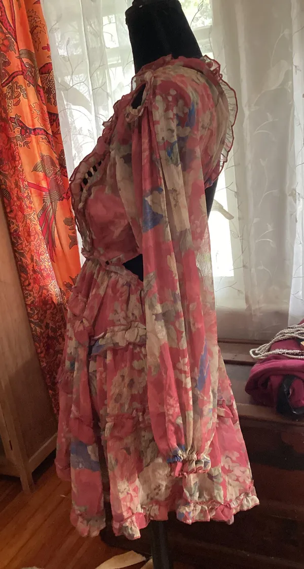Floral Cut Out Dress Multi Size M - Image 3