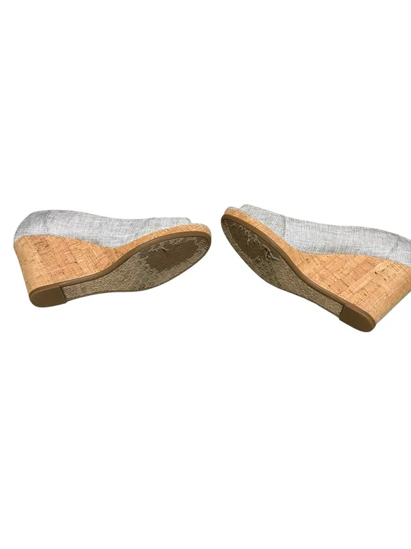 TOMS Women's Shoes Gray Fabric Stella Peep-Toe Wedges Size 9.5 - Image 6