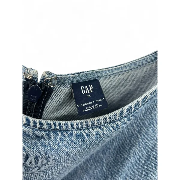 VINTAGE GAP 1990's 90's | M | Dress Jean Embossed UltraSoft Denim Mini Dress - Image 6