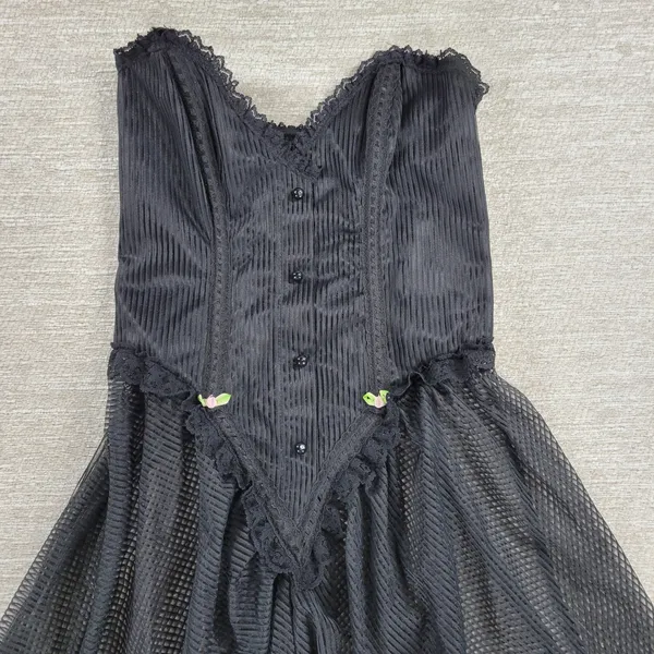 VTG E Bole Gothic Corset Lingerie Dress Small Black Sheer Mesh Maxi Grunge NEW - Image 4