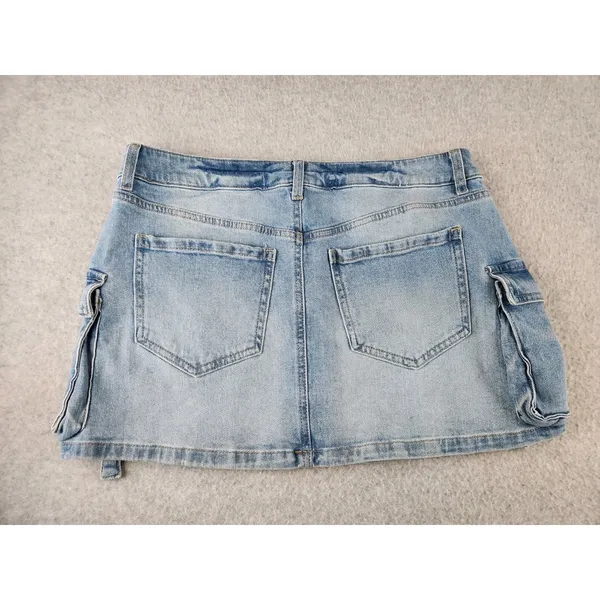 NWT RSQ TILLY'S DENIM JEAN Micro MINI SKIRT Pocket‎ Buckles Faded Wash Stretch - Image 10