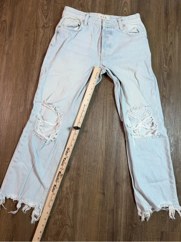 Free People We The Free Free People Distressed Wide Leg Jeans Light Wash Size 25 - Image 8