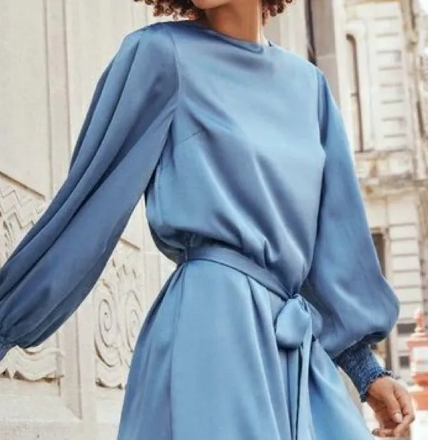 Skylar Rose Blue Satin Dress - Image 3