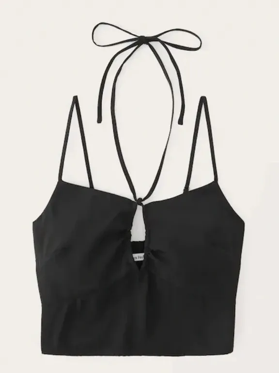 Abercrombie • Strappy Keyhole Cami cropped halter tie neck crop top tank - Image 2