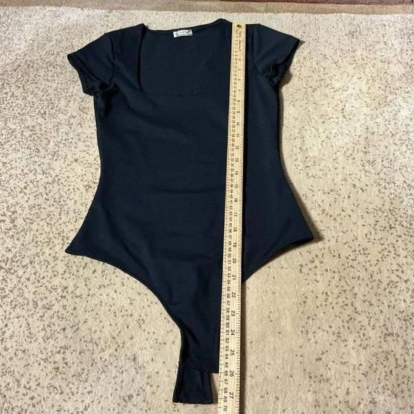 Intimately Free People Black Square Neck Short Sleeve‎ Thong Bodice XS Bodysuit - Image 2