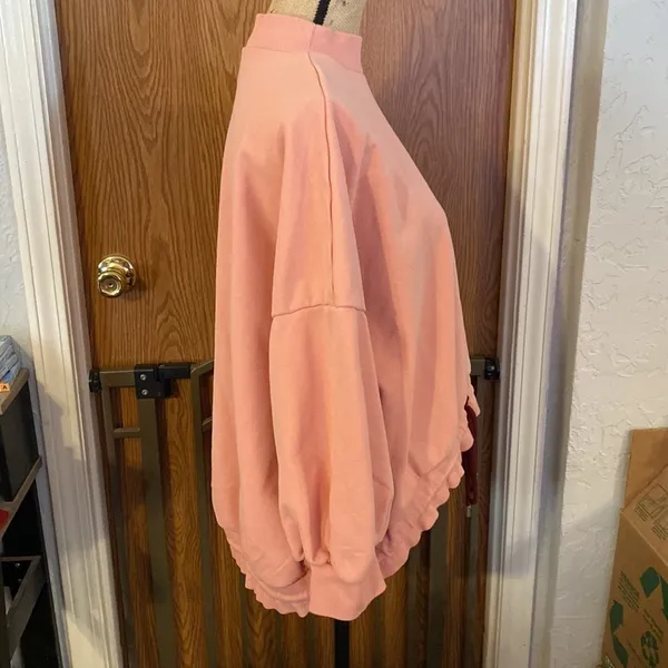 Nap Loungewear Peach Coral Oversized Sweatshirt Hi-Low Drawstring Hem Size Large - Image 5
