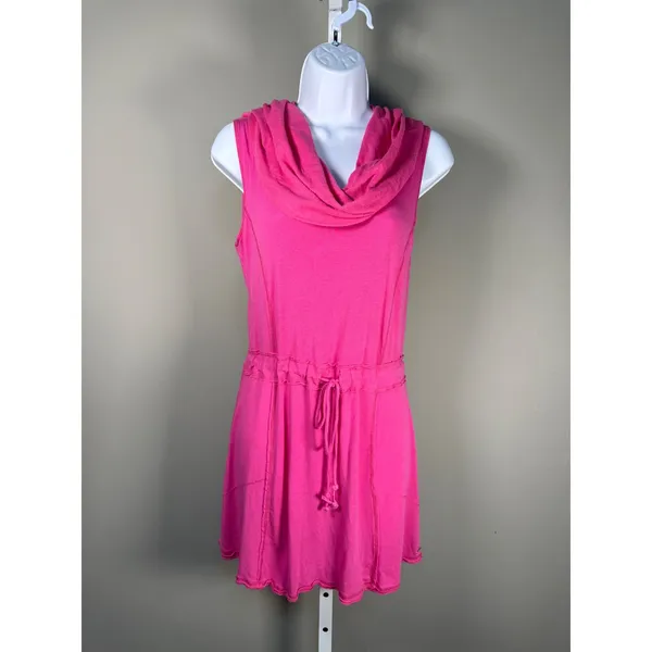 Alo Yoga Bamboo Hooded Sleeveless Tunic Dress Pink Cowl Neck‎ Small - Image 3