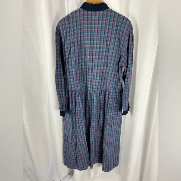Eddie Bauer Vintage‎ Maxi Shirt Dress Plaid 100% Cotton Long Sleeve Prairie 90’s - Image 5