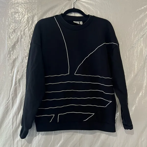 Adidas Black Trefoil Logo Sweatshirt Size Large - Image 2