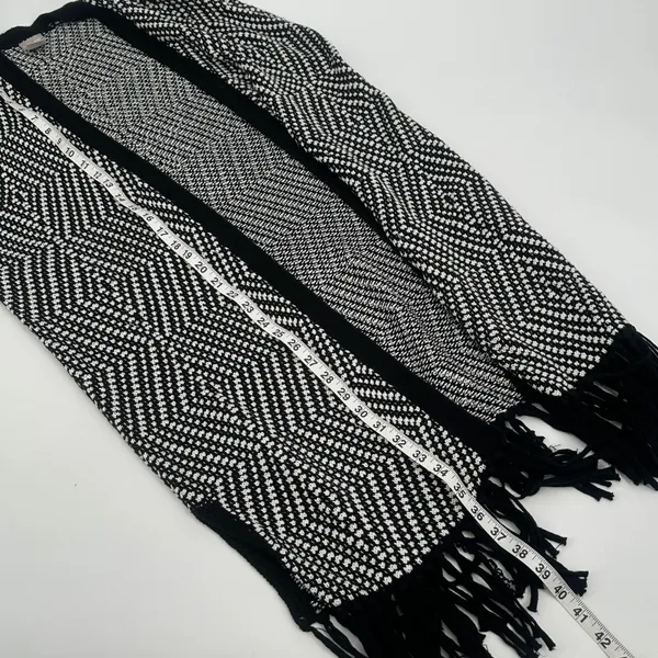 Chico's Sweater Vest Womens M 8 Chicos 1 Black White Knit Fringed READ - Image 10