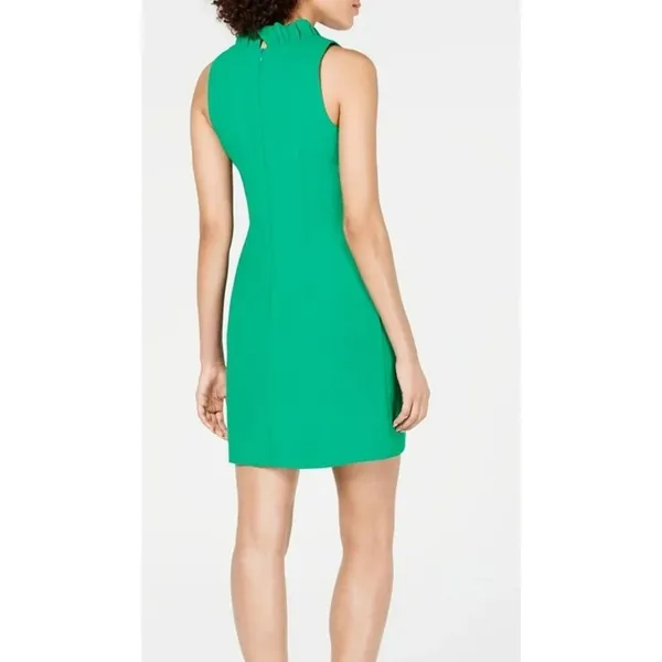 NWT Trina Turk Relaxation Ruffle Faux‎ Wrap Women's Dress 12 Kelly Green Sheath - Image 3