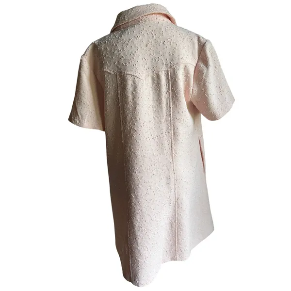 English Factory Jackie O Mod Textured Shift Dress Pink Gold Buttons M - Image 7