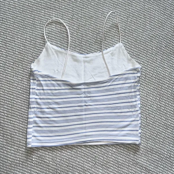 Pacsun Womens White Blue Stripe Basic Cropped Cami Tank Top Sz Xs - Image 2