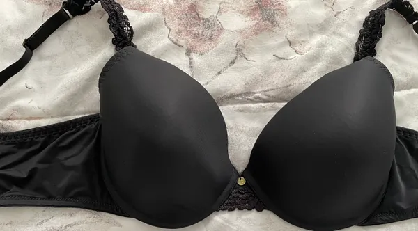 Natori Bra Black Body Double with Lace Full Fit, size 34DD - Image 11