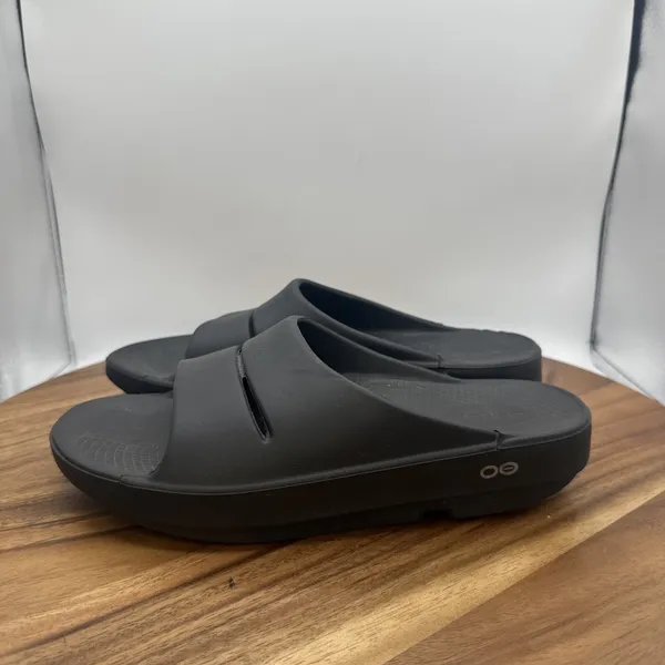 OOFOS OOriginal Recovery Slide Sandals Black Beach‎ Comfort Men's 7 Women's 9 - Image 3