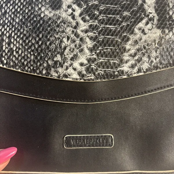 Vera‎ Bradley Twice As Nice Crossbody Bag Black Python Flap Faux Leather Purse - Image 2