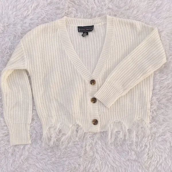 NWOT Polly & Esther loose cable knit distressed cardigan - Image 7