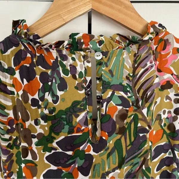 Jodifl Floral Mini Dress Sz 1X Ruffle Tiered Belted Waist Earthy Boho - Image 13