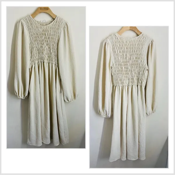 Beeson River Elegant Cream Smocked Dress - Image 2