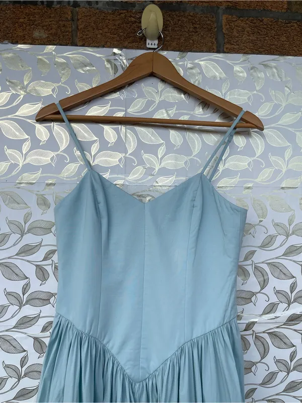 Hemant & Nandita Blue Cotton Strappy Dress Size S Boho Romantic Cottagecore NWT - Image 6