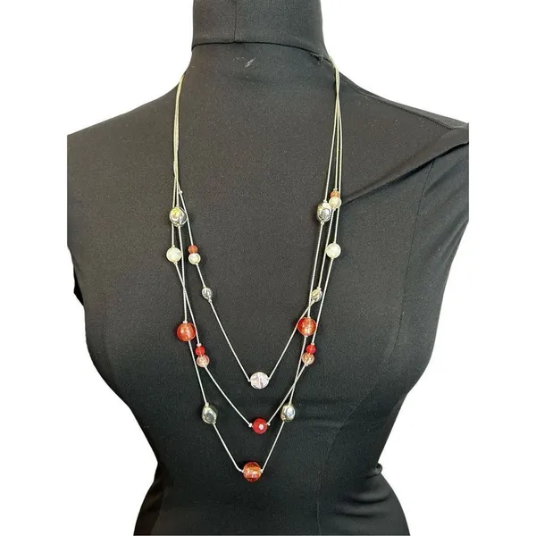 Marked NWT silver and pink beaded layered necklace - Image 12