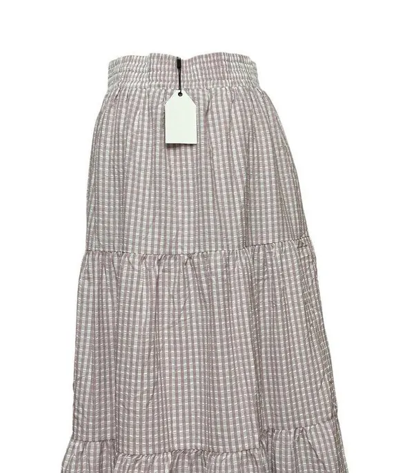 English Factory Check Print Tiered Maxi Skirt Gingham High-Waisted Size M NWT - Image 6
