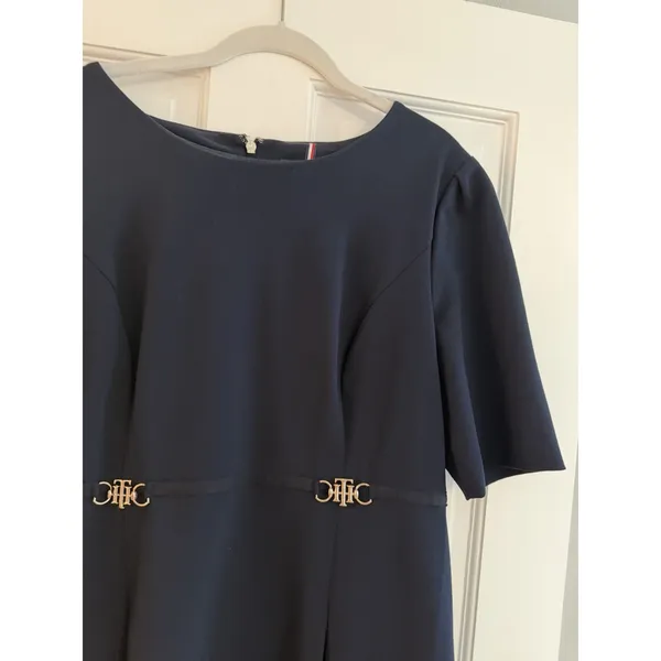 Tommy Hilfiger Women's Elbow Sleeve Fit & Flare Navy Blue Dress Sz 12 - Image 10