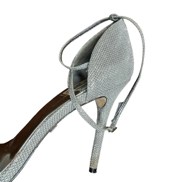 Badgley Mischka Shoes‎ Womens Size 9.5 Silver Strappy Ankle Strap Sandals Heels - Image 7