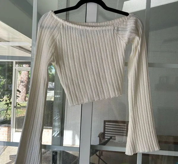 Princess Polly santorini off shoulder crop knit top in ivory - Image 6