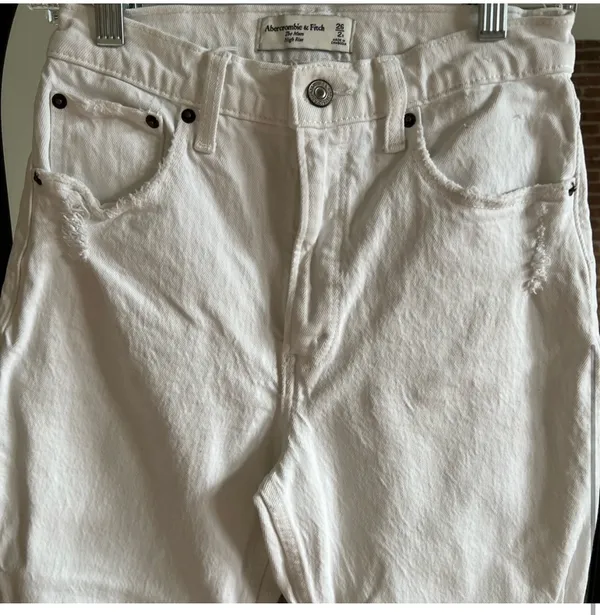 Abercrombie & Fitch High Rise Jeans White - Image 3