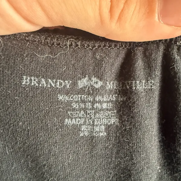 Brandy Melville‎ Black Mesh Overlay Mini Skirt Lettuce Trim Bow Detail One Size - Image 4