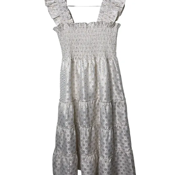 Hill House The Ellie The Bridal Nap Dress in Ivory gold Jacquard sz S - Image 6