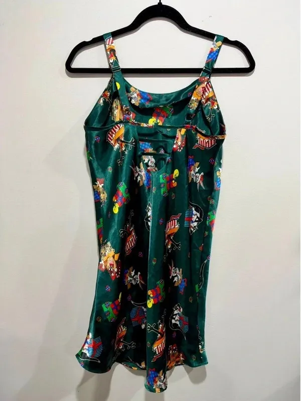 Vintage 1997 Looney Tunes Christmas Satin Nightgown Chemise S - Image 6