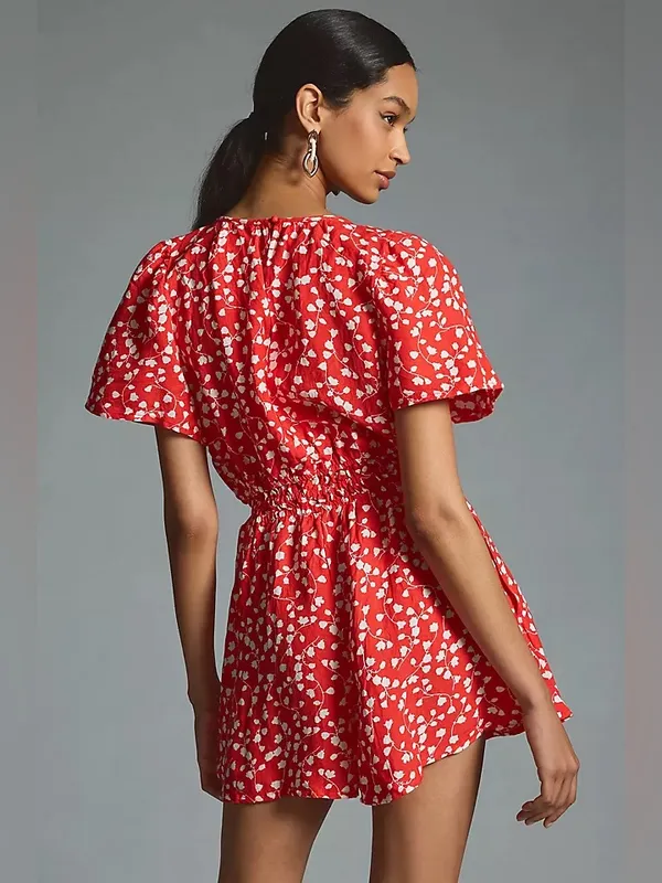 Anthropologie Somerset Linen Edition Red Romper L - Image 4
