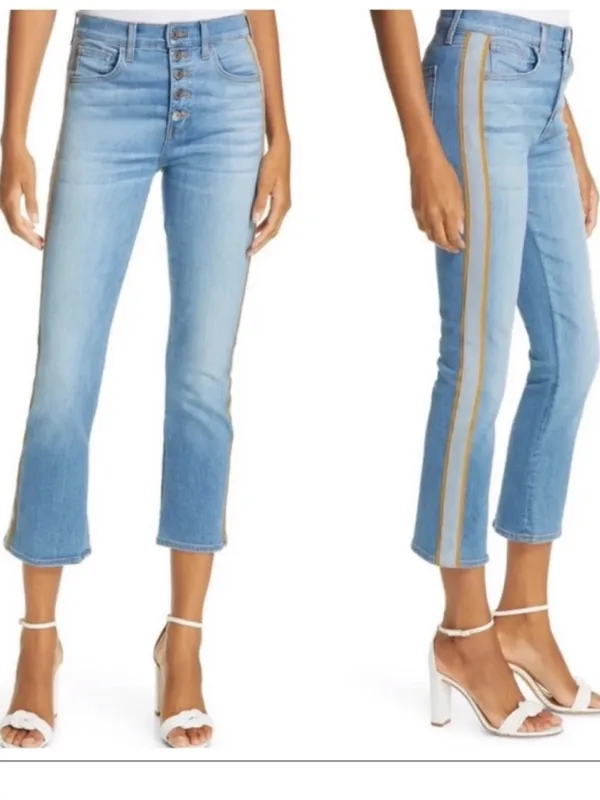 Veronica Beard Carolyn Baby Boot High Rise Tuxedo Stripe Crop Jeans 29/8 - Image 2