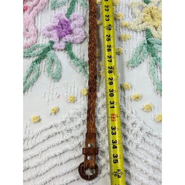 Vintage‎ Braided Leather Belt Cognac Brown Woven Boho Western 36 Inch - Image 6