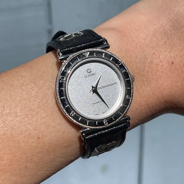 Vintage 80s Giordano watch leather Hong Kong black embroidered works! - Image 2