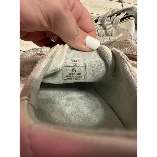 Shu Shop Paula Sneakers Women's Size 6.5 Ice Silver Rhinestone Bling Lace Up - Image 6
