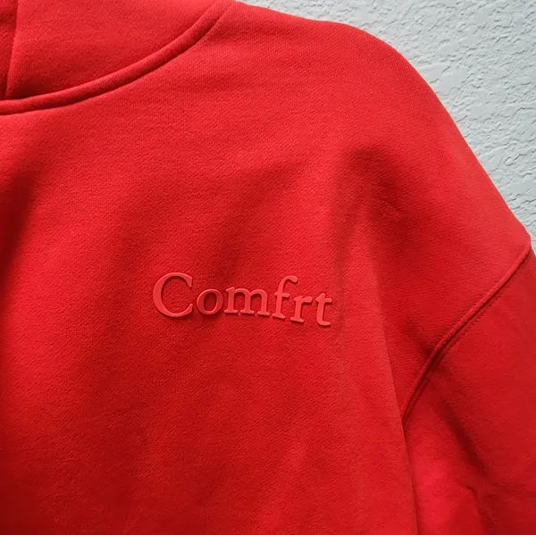 Comfrt Minimalist Hoodie Crimson unisex Size Small - Image 3