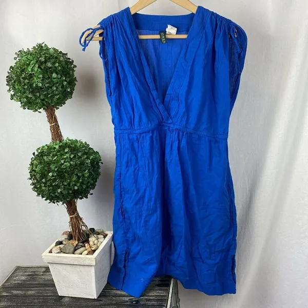 Ralph Lauren Blue Short Sleeve Empire Waist Mini Dress S - Image 4