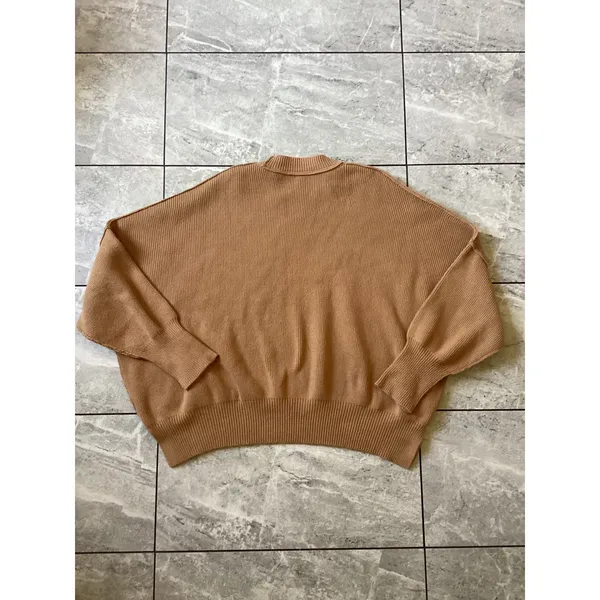 Free People Ottoman Slouchy Tunic Sweater Camel Brown Ribbed Knit Mock Neck S - Image 5
