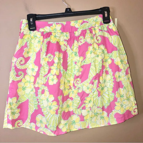 Lilly Pulitzer Whitley Mini Pocket Skirt‎ Floral Seahorse Daiquiri Pink Size 0 - Image 3